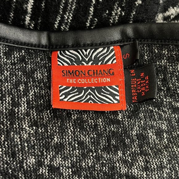 Simon Chang The Collection Leopard Print Wool Shawl Cardigan Size Small - Picture 3 of 9